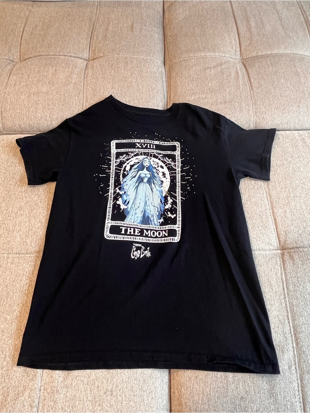 Tim Burton Corpse Bride Emily The Moon Graphic T-Shirt Top Womens Juniors Small